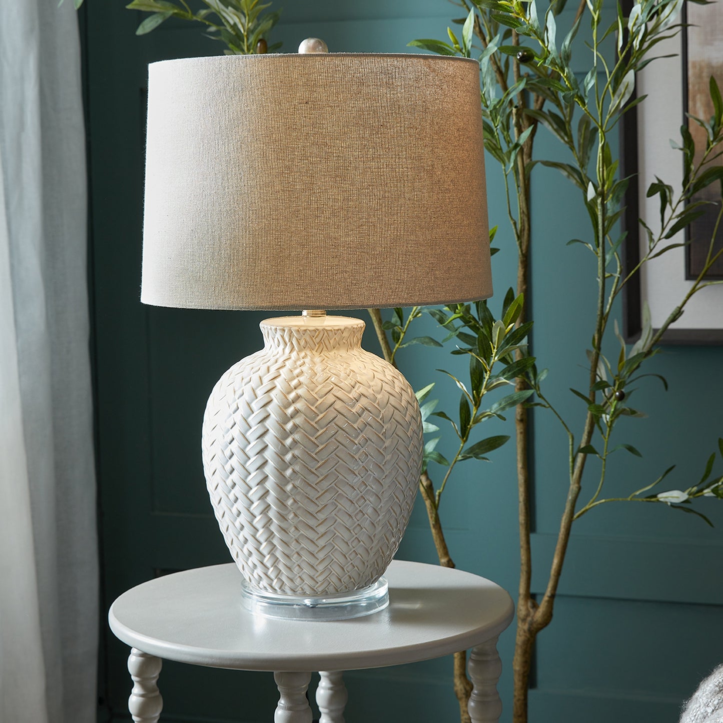 Twill Weave Ceramic Table Lamp