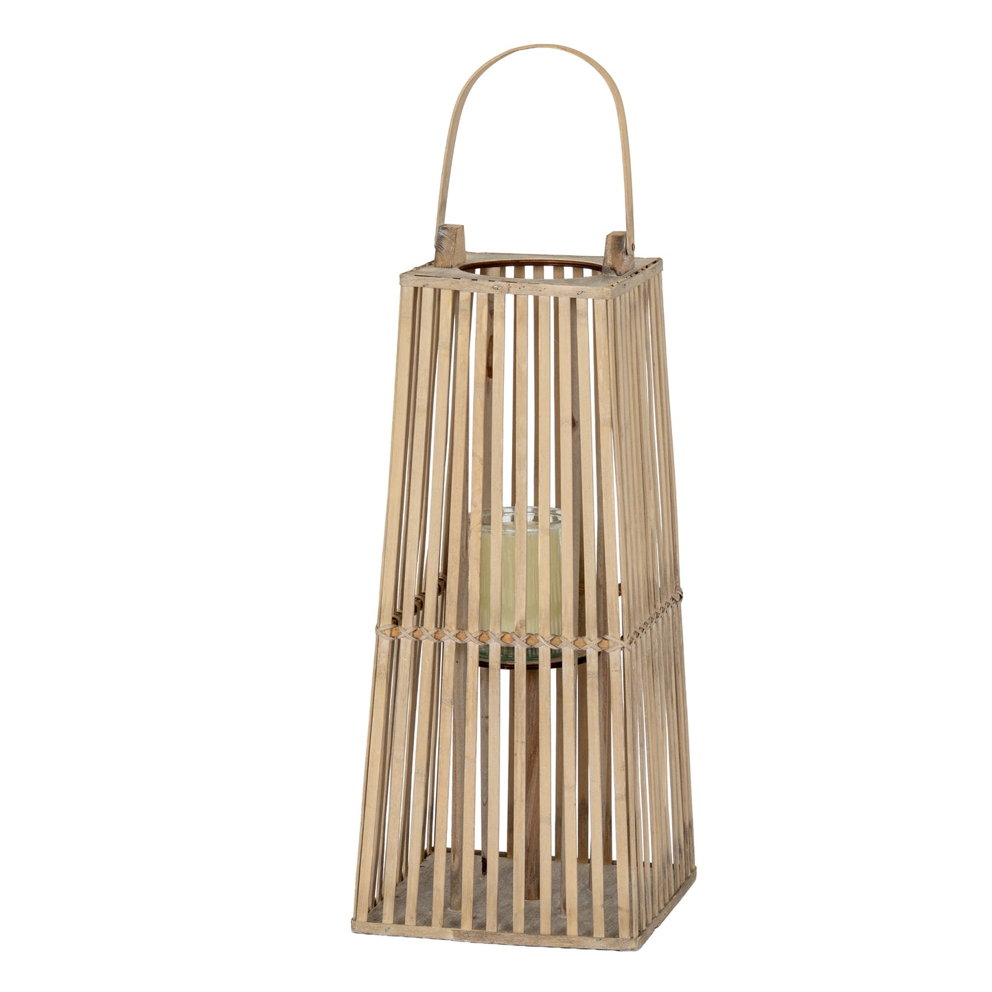 Large Silo Wicker Lantern With Glass Holder