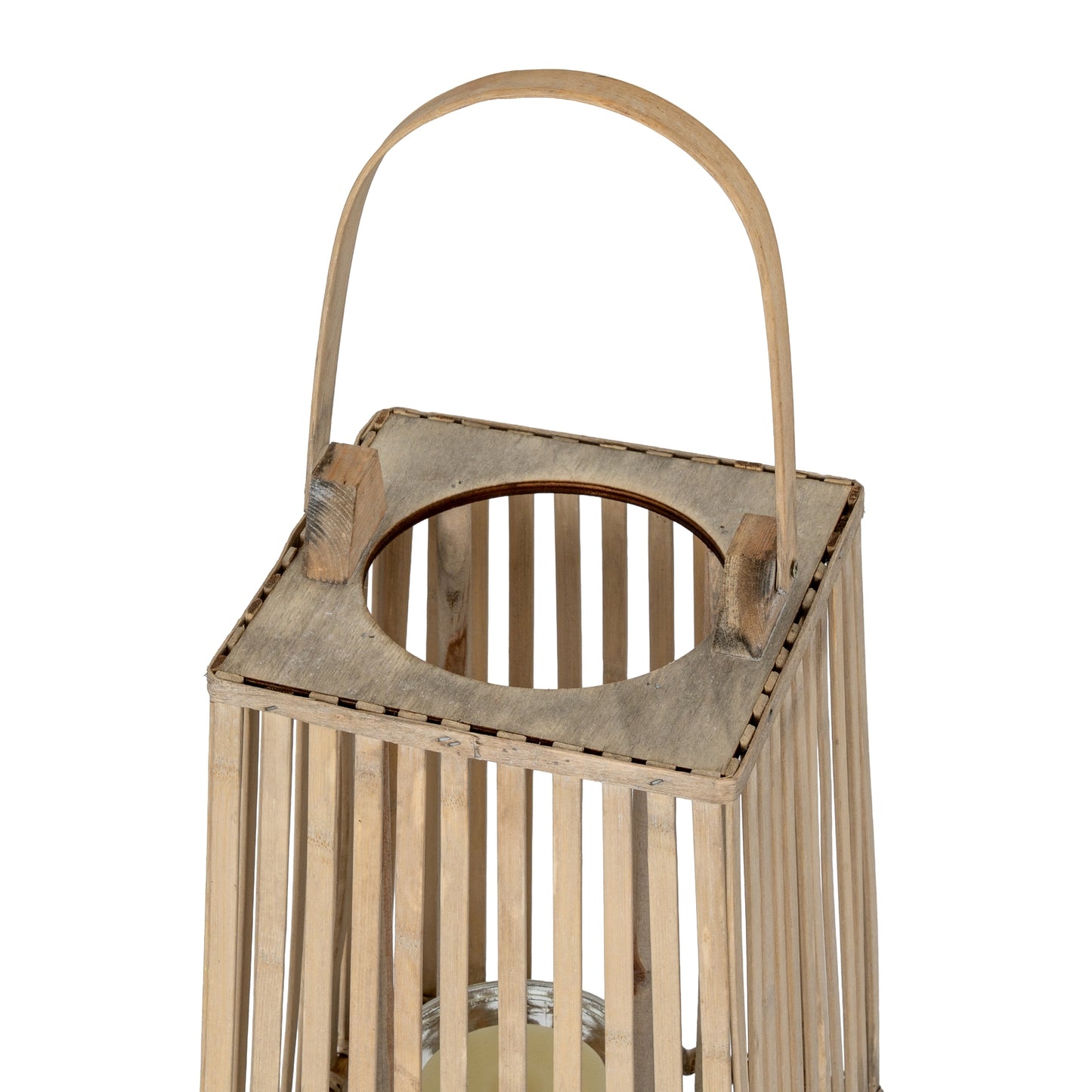 Small Silo Wicker Lantern With Glass Holder