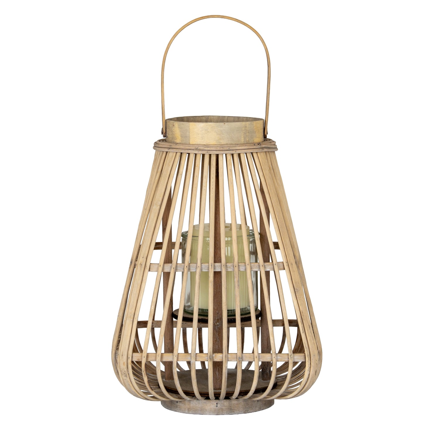 Medium Peardrop Wicker Lantern With Glass Holder
